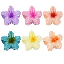 Hawaiian Flower Hair Clips for Women 6 Pack Flower Hair Claw Clips Plumeria Claw