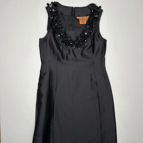 Abito tubino nero con scollo a perline Tory Burch