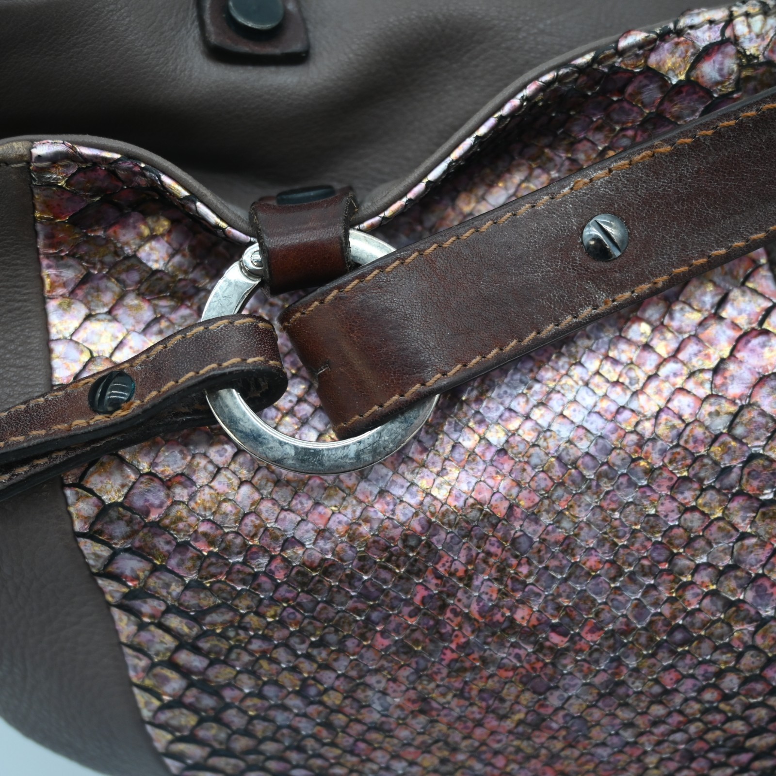 Pauric Sweeney Brown Metallic Python Leather Shou… - image 18