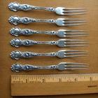 Wallace Violet set of 6 strawberry forks~sterling silver~Art Nouveau~1904~USA