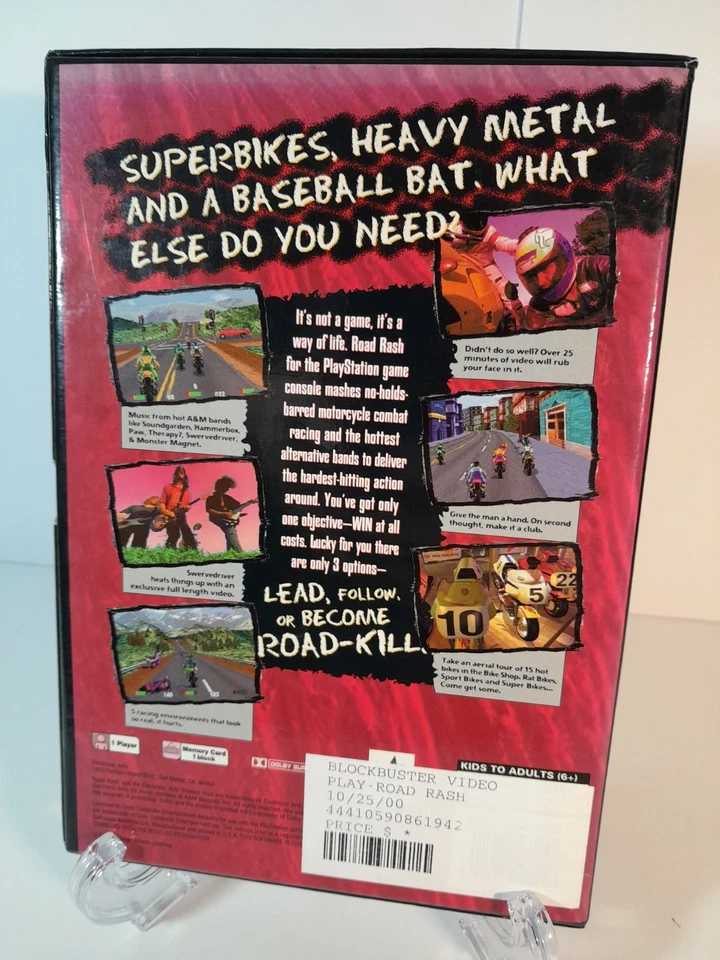 PS1 Road Rash Playstation Long Box Variant Ex-rental Tested Plays Great - Image 4 of 4