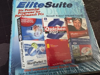 Elitesuite Deluxe VERSIEGELTE Software Suite für Windows XP Retro Quicken Wordperfect