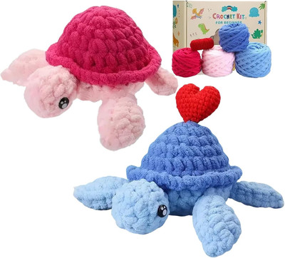 Crochet Kit for Beginners Adults - 2 PCS Colorful Sea Turtle Crochet Kit, Great