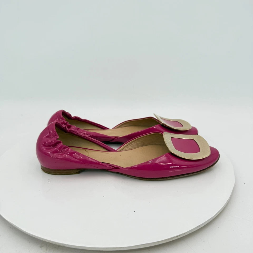 Zapato plano sin cordones Roger Vivier para mujer talla EU 35 US 5 rosa fucsia charol Foto 4 de 4