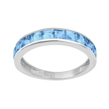 Half Eternity Band Square Swiss Blue Topaz 925 Sterling Silver Women Ring