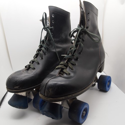 VTG Leather Mens 10 Roller Skates Sure Grip X Metal Plates Pacer Wheels