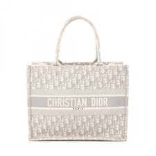 Christian Dior BOOK TOTE Medium Handbag canvas White Gray Used Women