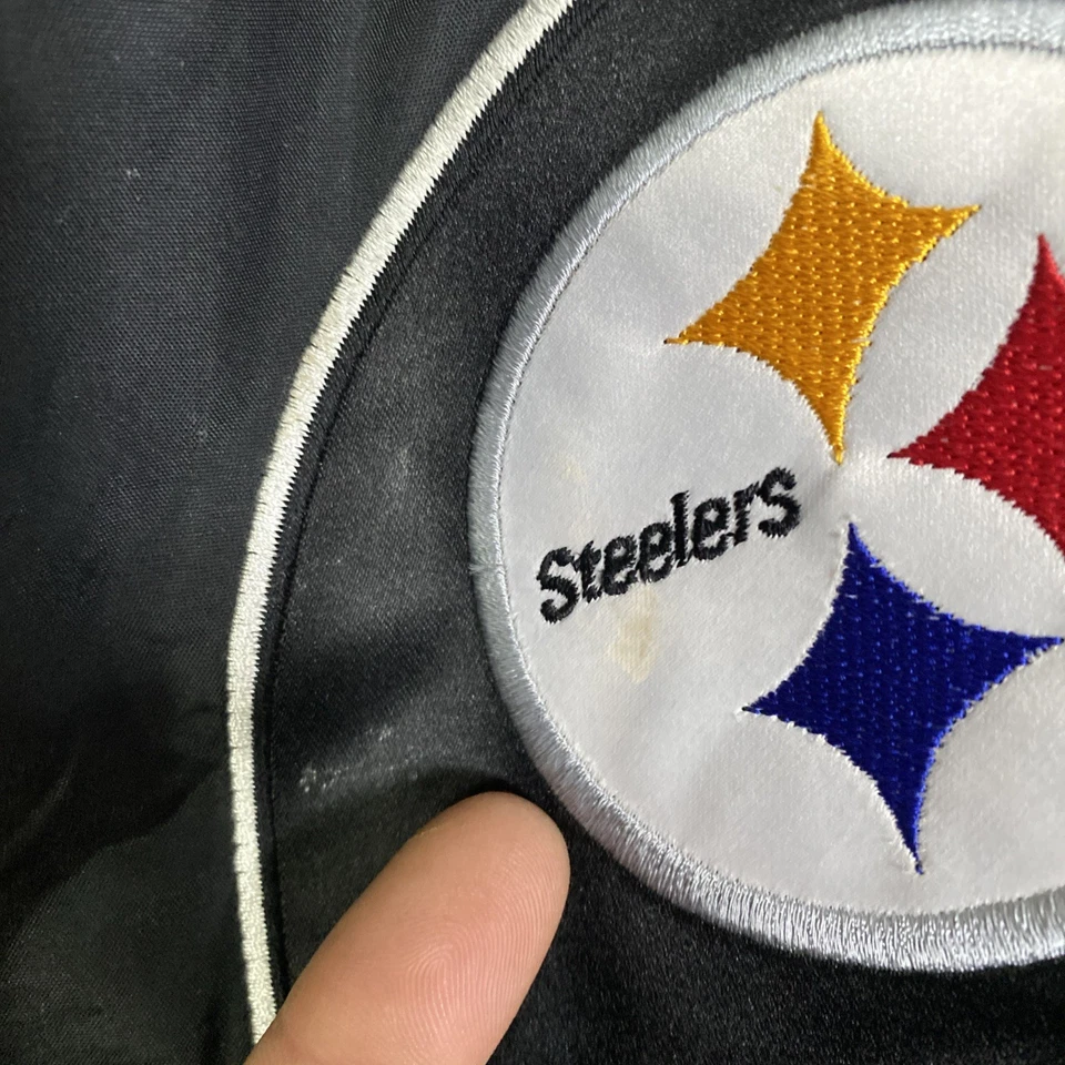 Chaqueta acolchada de colección Pittsburgh Steelers logotipo atlético años 90 Y2K mediana M NFL 25x30 Foto 3 de 4