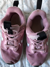 Nike Girls Pink Sneakers Logo Accent Lace Up Round Toe US 10C EU 27