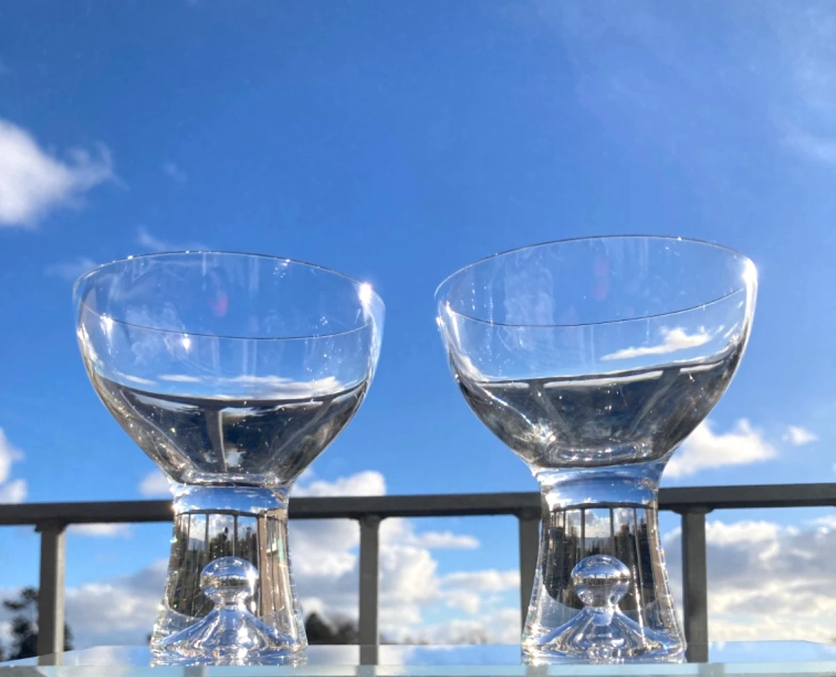 Lot De 5 Verres à Pied Vintage – Verre Clair – Vin, Champagne, Cordial, Martini – Occasion