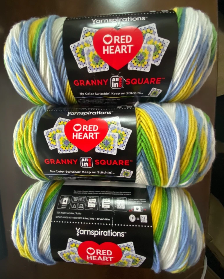 Red Heart All in One Granny Sq Soft White Spring Serene 3er Pack à 250g Garn