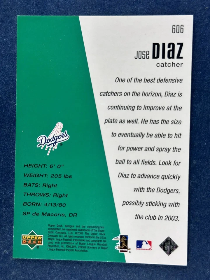 2002 Upper Deck Diamond Connection #606 Jose Diaz Dodgers /1999 - Image 2 of 2