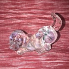 Fenton Vintage Playful Puppy Dog Hand-Painted Floral Clear Opalescent