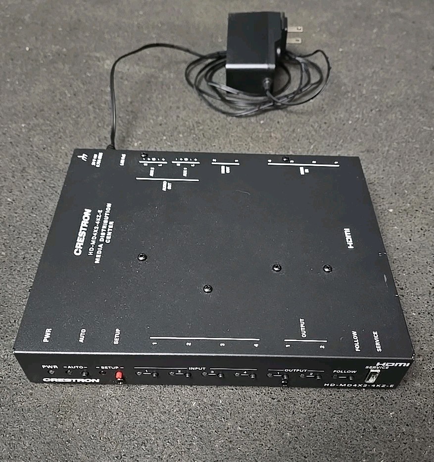 CRESTRON HD-MD4X2-4KZ-E 4x2 4K60 4:4:4 HDR AV SWITCHER (6511307) With Pwr Supply