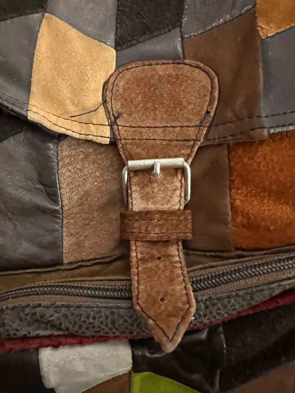 Moroccan leather patchwork cinch/bacback - image 3