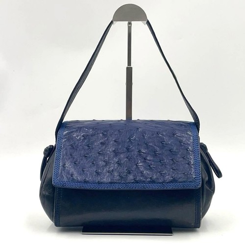 LOEWE Ostrich Nappa Leather Shoulder Pochette Handbag Vintage
