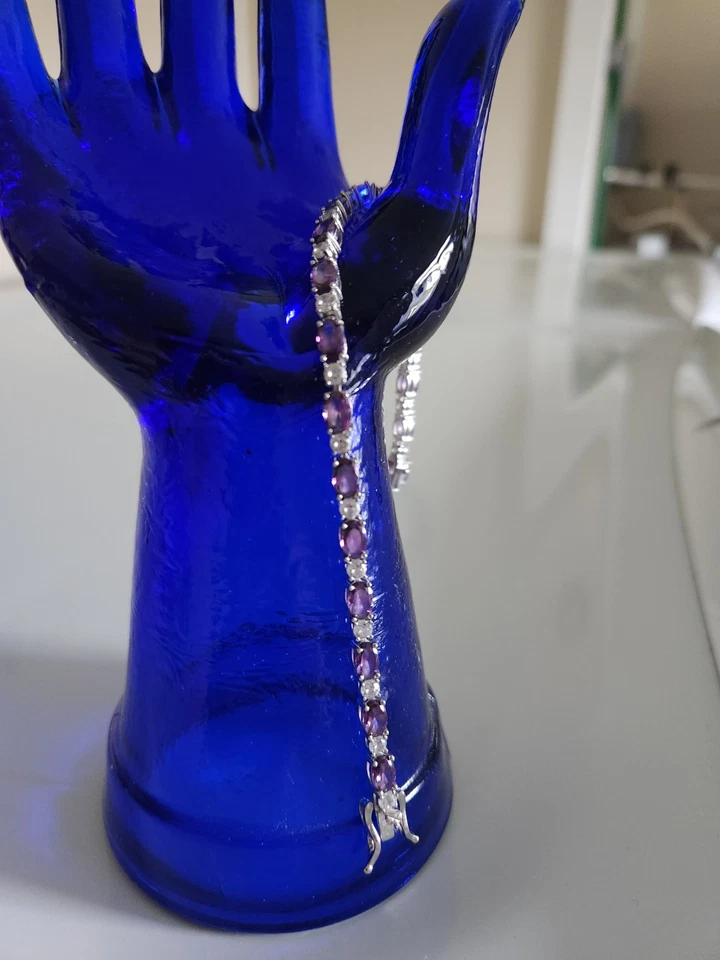 Sterling 925 and Amethyst手链。 7.5 英寸长。 非常好。 — 第 2/4 张图片