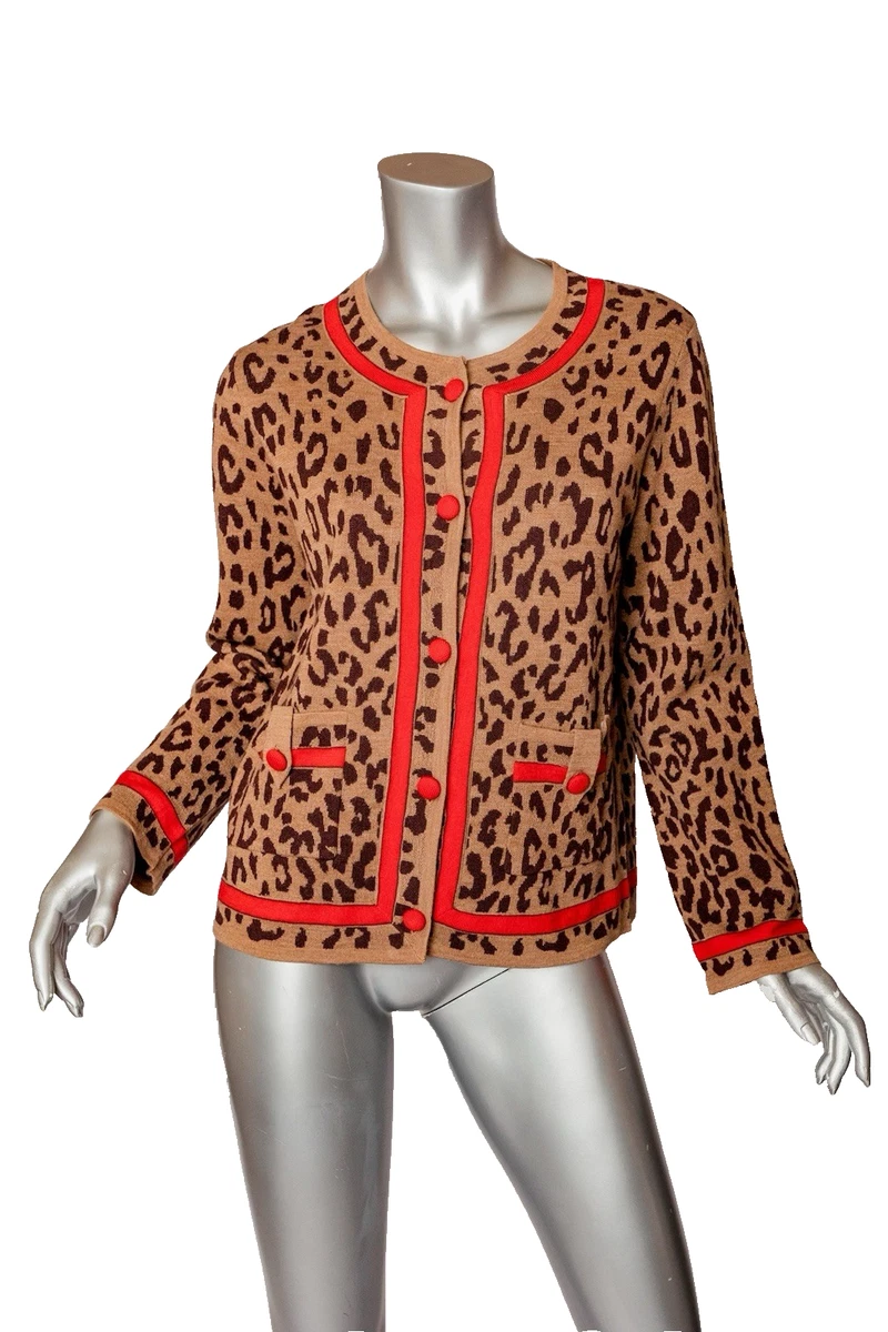 Cardigan J.Crew Factory Femme – Vert Imprimé Animal, Coton, Taille XS (très Bon état)