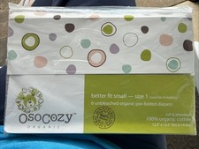 OsoCozy Unbleached Pre-folded Cloth Diapers Large Size 1 6-14 lbs. 6 Pack