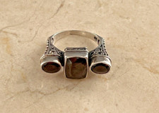 Beautiful Ornate Sterling 925  Black Stone Ring Size 9