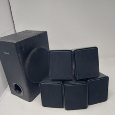 Philips 5 Speaker Subwoofer Home Theater Surround Sound CS USPSPKHYE007 Tested