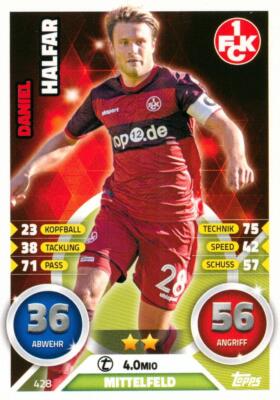 Match Attax 2016/2017 #428 Daniel Halfar - 1. FC Kaiserslautern - Basiskarte