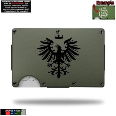 Eagle Displayed Laser Engraved Onto An Metal Wallet