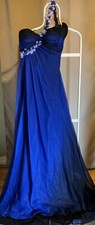 Cache Floral One Shoulder Strap Ombre Gown Evening Prom Dress Indigo Black Blue
