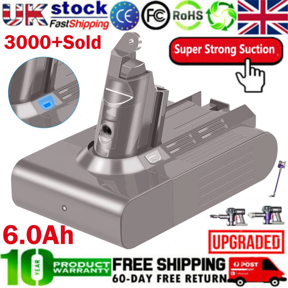 6000mAh for Dyson V6 Battery Replacement Animal DC58 DC59 DC62 SV03 SV05 SV06 UK