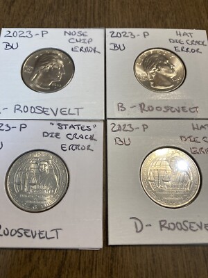 2023 p Eleanor Roosevelt BU Set 4 ERRORS Nose Chip/ 2 Die Cracks/ Hat Die Chip