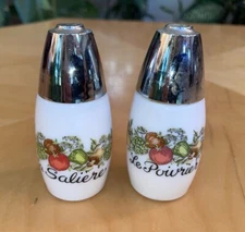 70's Spice Of Life Corning Gemco Salt & Pepper Shaker Set La Saliere Le Poivrier