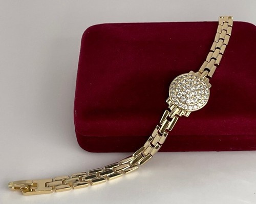 Luxus Armband Panzerkette Zirkonia Kristalle 585er Gold 14K vergoldet 17cm Damen - Bild 6 von 7