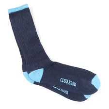 CLUB ROOM NAVY BLUE 1 PAIR CUSHIONED FOOT BOTTOM RETRO CREW SOCKS MENS NEW