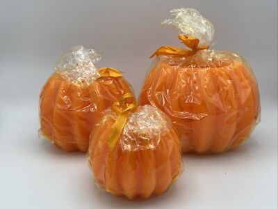 Harvest 3 Piece Pumpkin Lantern Candle Set Unscented New