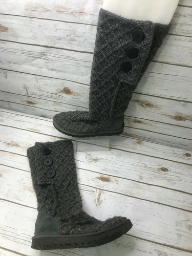 Ugg para mujer 6 3066 Lattice Cardy Zapatos Botas Altas Gris De Punto  Suéter De Invierno Cálido | eBay