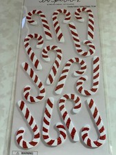 LA PETITES STICKERS 3D CHRISTMAS GLITTER FOAM CANDY CANE CANDYCANE FOAM 13 PCS