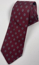BURBERRY of London Men's 100 Silk Tie  Red  Geometric  Made in the USA 