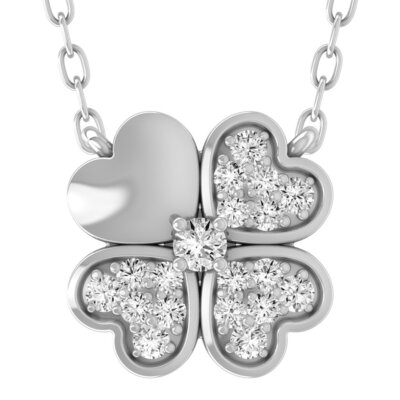Natürlicher Diamant Sterlingsilber Herz Anhänger 18'' Silber Kabel Kette