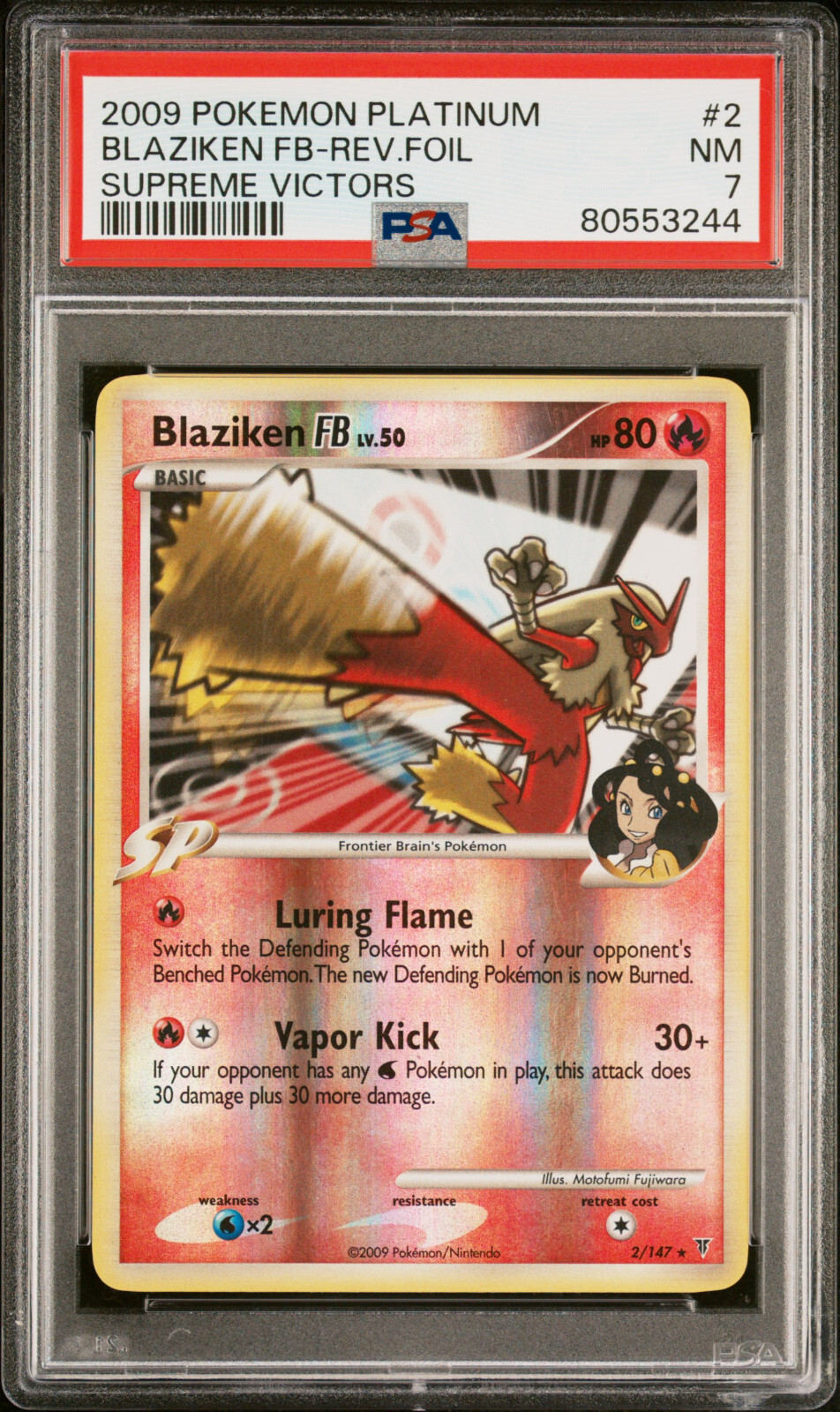 2009 POKEMON SUPREME VICTORS BLAZIKEN FB #2 REVERSE HOLO PSA 7 NM #80553244