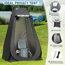 74.8inch Large Portable Camping Toilet with Pop Up Privacy Tent Outdoor Shower