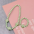 Cute Girls Pink Heart Wood Beads Kids Necklace Bracelet Jewelry Set Gift Newest