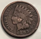 1893 Indian Head Cent AG Details Porosity Reverse Damage BN412