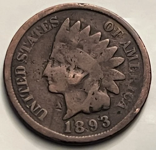 1893 Indian Head Cent AG Details Porosity Reverse Damage BN412