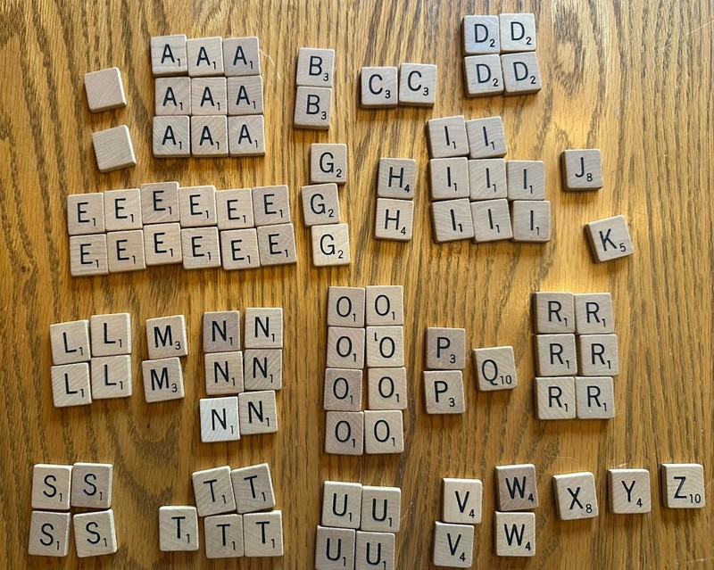 Scrabble Tiles - Miscellaneous Lot of 95 Tiles For Crafting or Scrapbooking