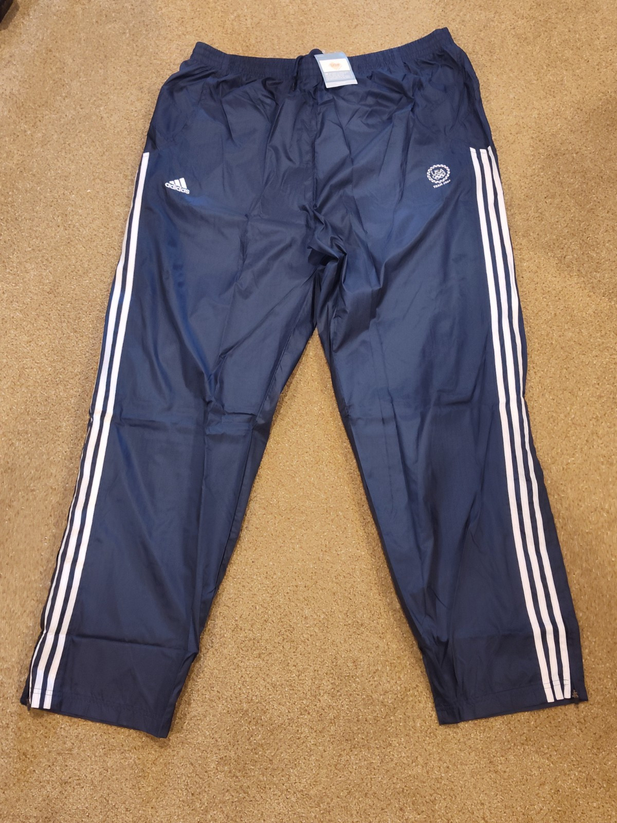 Adidas 2004 Athens Olympics USA Teflon Track Pants Navy Lined Vintage Men's 3XL