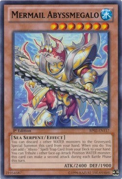 YuGiOh Mermail Abyssmegalo (V.1) BP02-EN117 Rare Englisch Good 1st