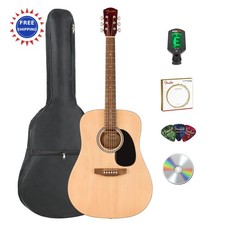 Fender Dreadnought Acoustic Guitar Bundle w Gig Bag Natural Tuner Strings Picks