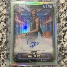Topps 2024-25 Chrome Cody Williams Utah Jazz Rookie Autograph Refractor #TCRA-CW