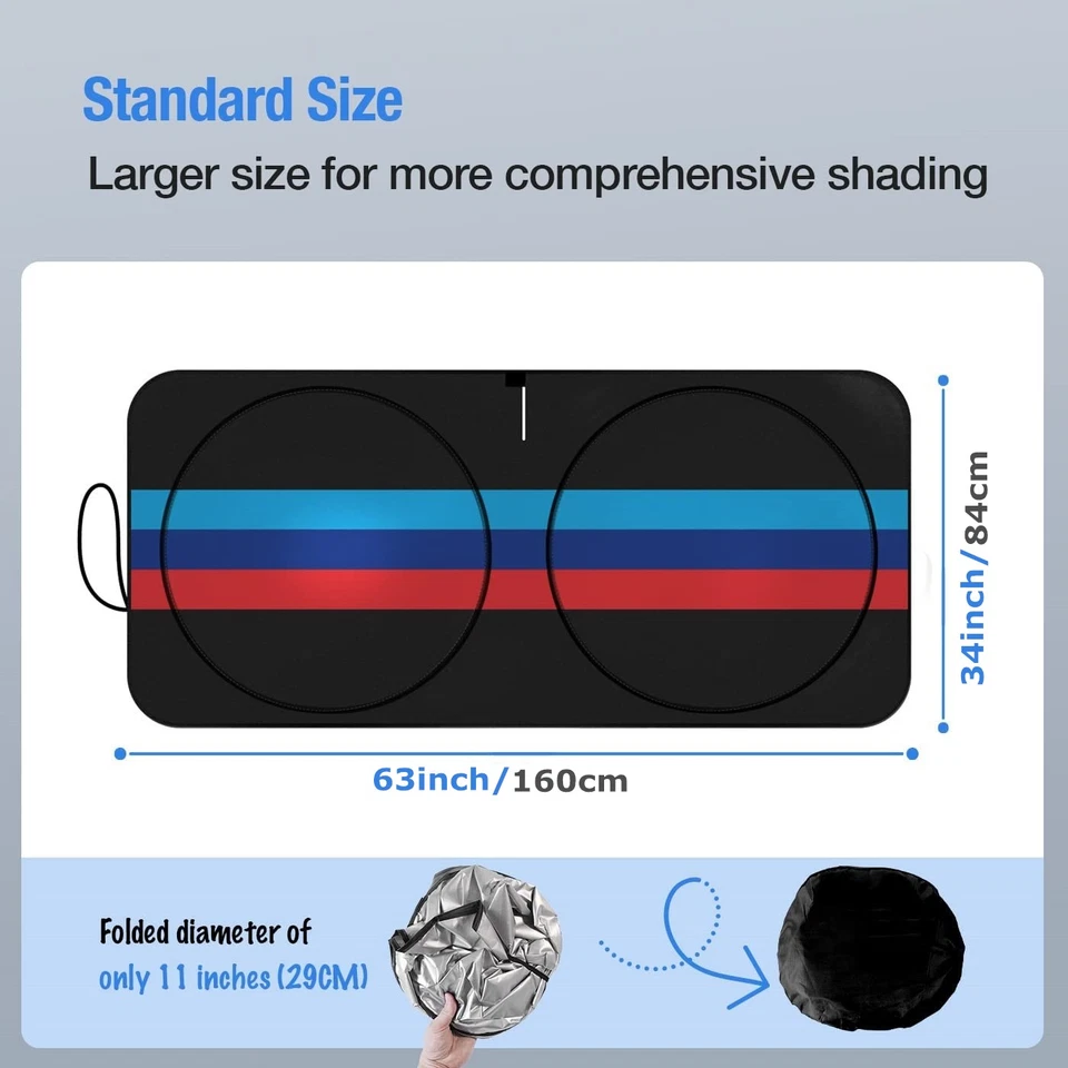 Parabrisas Para BMW Serie 3/4/5/6/7 Parabrisas Coche Protector Tri Color Bloque UV Cubierta Foto 2 de 4