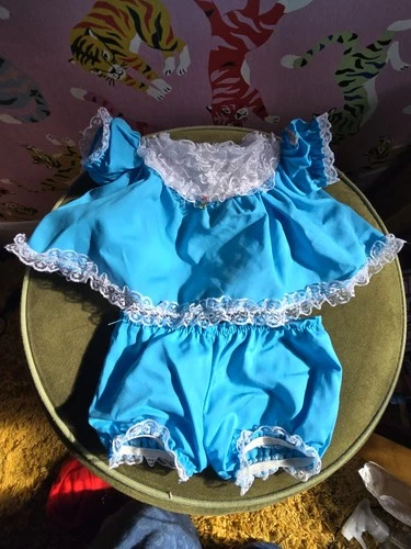 Vintage Cabbage Patch Kid coleco frilly turquoise dress set outfit